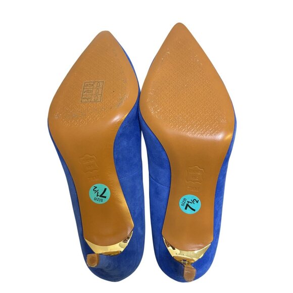 Tory Burch Blue Suede Pointed-Toe Heels 3-Inch Stiletto Size 7.5 - Picture 9 of 13